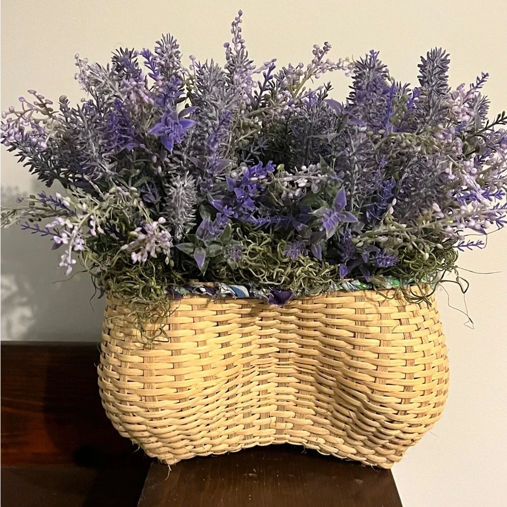 Faux Lavender Floral Basket Arrangement